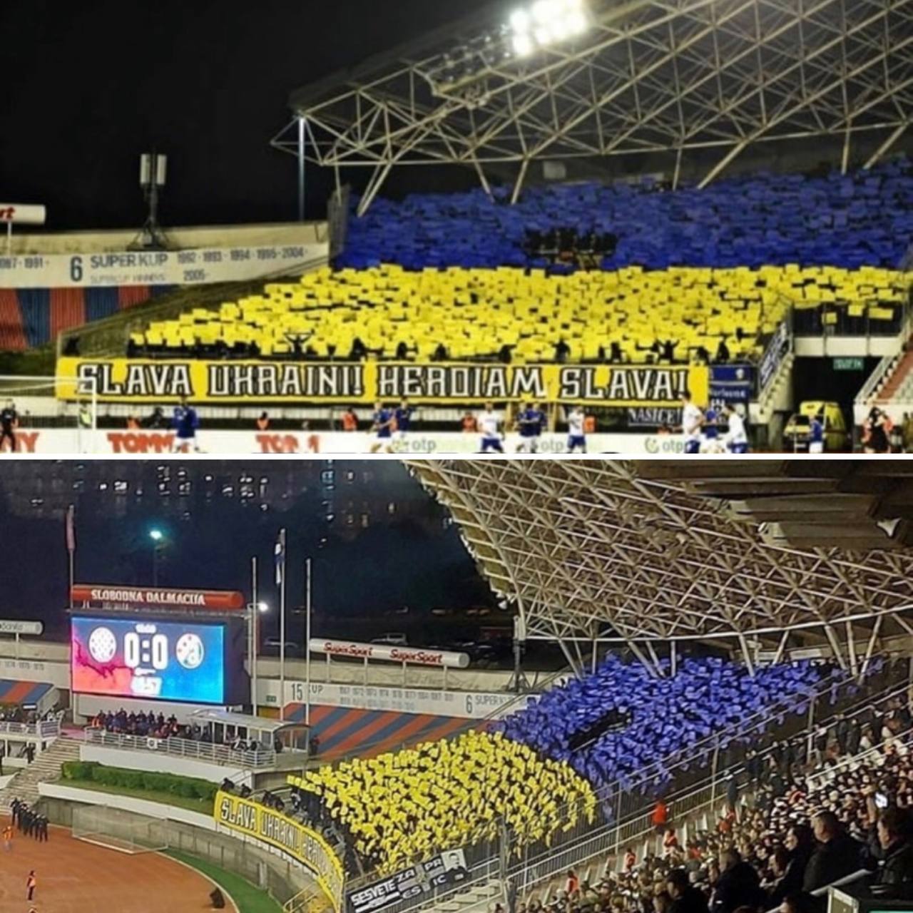 WithUkraine on X: Soccer club Dinamo Zagreb showed their support for  #Ukraine in today's away match against HNK Hajduk Split. #StandWithUkraine  #SupportUkraine  / X