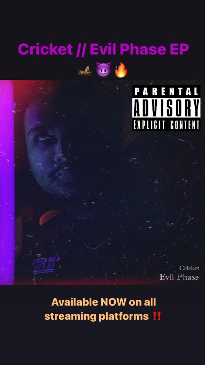 Cricket_96LM's tweet photo. Cricket - Evil Phase EP
‼️ OUT NOW ‼️
Run me up 🦗 😈 🔥
LIKE, COMMENT, SHARE
#Cricket #EvilPhase #LOSTMOB #supportlocalartists https://t.co/nYFto6QTrj