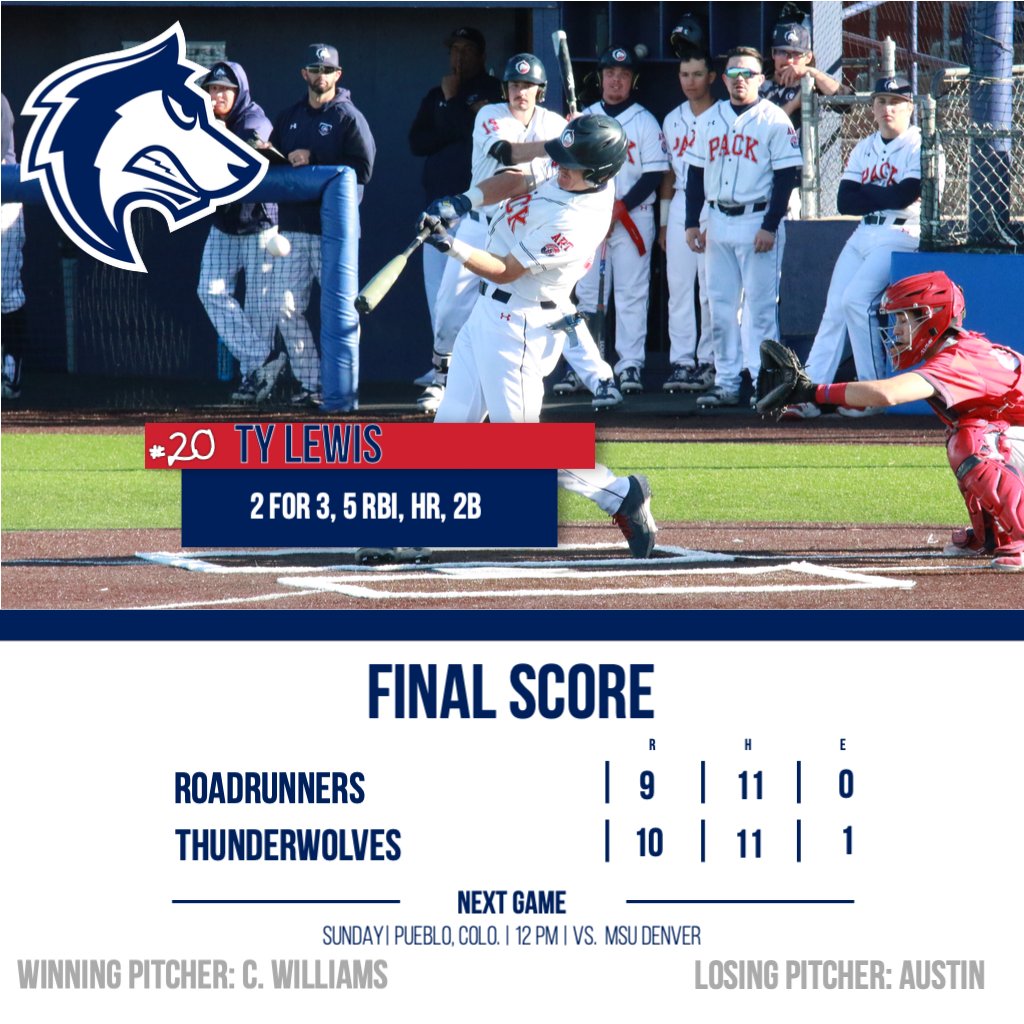 BROOMS OUT FOR THE DOUBLEHEADER SWEEP 🧹🧹

Ty Lewis’ RBI double in the sixth proves to be the difference and the Pack take the doubleheader sweep with a 10-9 win over MSU Denver 💪💪💪

#DevelopingChampions