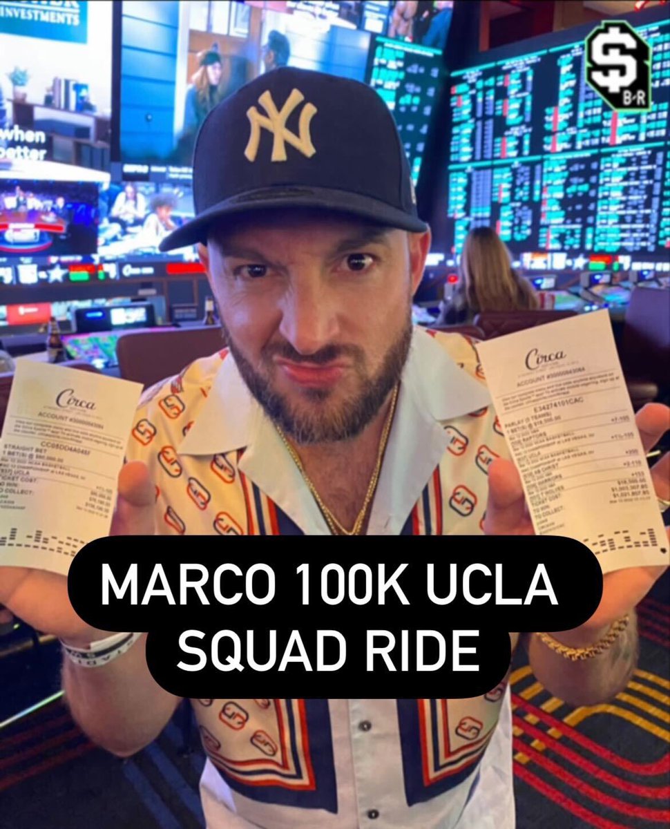 💰 LARGEST SQUAD RIDE EVER 💰

@marco_parlay has put $100K on UCLA +1.5 tonight and we are giving away 20 hoodies if it cashes and an additional 20 if his parlay hits 🔥

All you have to do is RT this tweet and reply with #BRBettingMarcoSquadRide for a chance to win