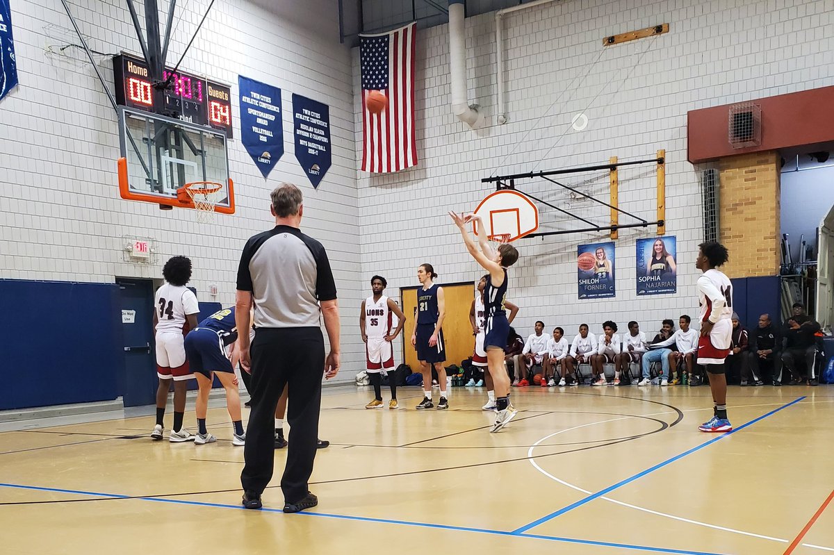 brianhegseth's tweet photo. Fun to be at #Section4A boys basketball at @Liberty_Lions as they host Metro College Prep. Great see-saw game! #RollLions https://t.co/mJCozJRpA3