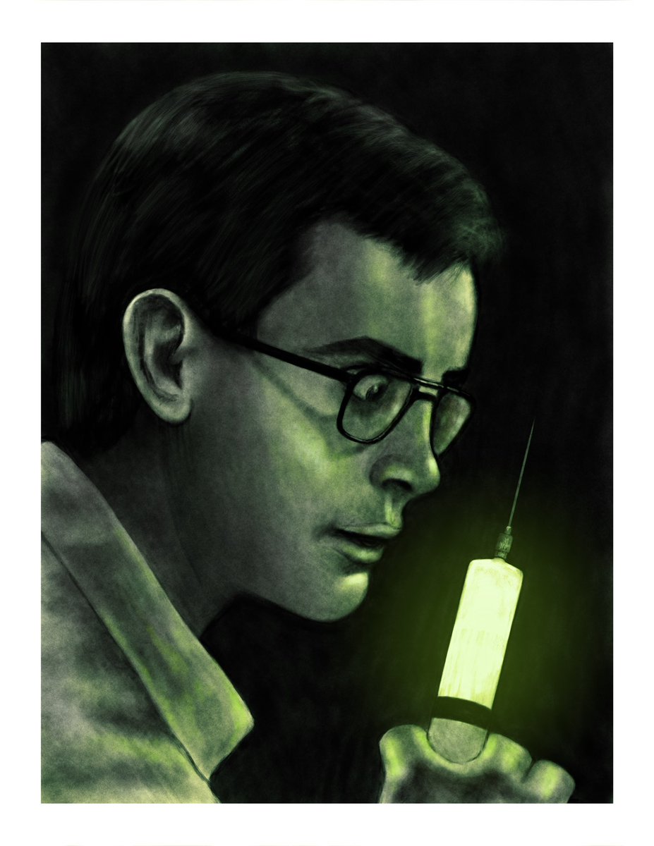 So cool having <a href="/jeffreycombs/">NOT jeffrey combs</a> sign the Re-Animator drawing I did of him today!! Made using Procreate 🧪 #Reanimator #monstermania #art