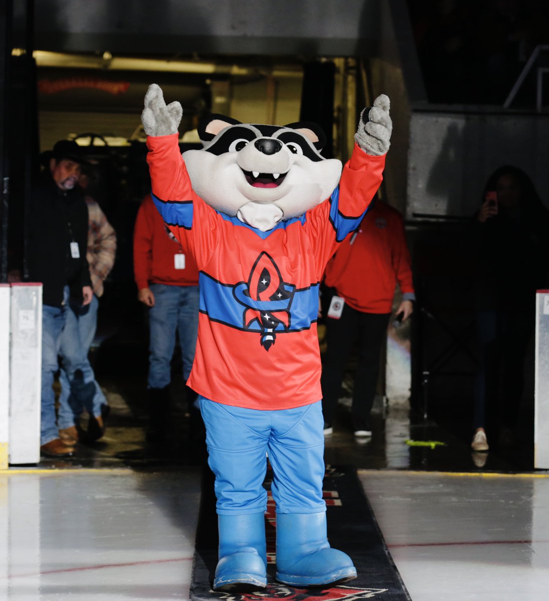 trashpandas's tweet photo. Stick taps to our friends at the @HuntsvilleHavoc for letting Sprocket drop the puck on #TrashPandas Night! 🏒 https://t.co/sMuNbO7sFN