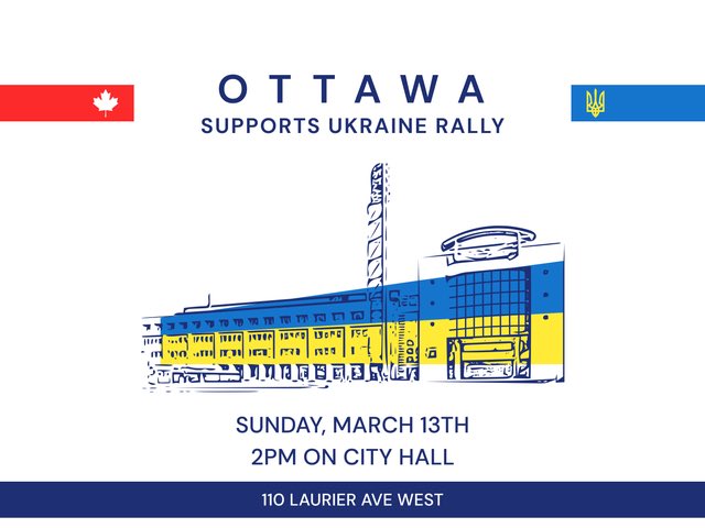 UCC_Ott's tweet photo. Sunday, March 13. 2pm. #Ottawa city hall. Come show you #StandWithUkraine https://t.co/8KYmjPnWtL