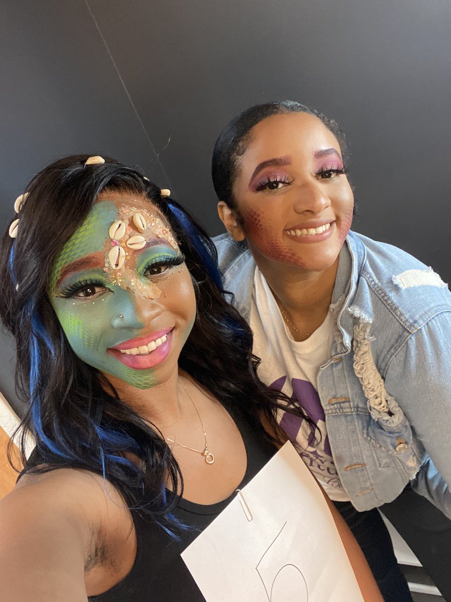Esti_Trice's tweet photo. We won 1st Place!🏆🏆💓🧜🏿‍♀️💓 Jess did her thang wit the makeup!🔥#makeupcontest #school #esti #estibae #esthetician #specialfx #learning https://t.co/9YM0lVoZ83