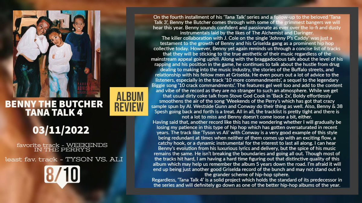 NerdMusiq's tweet photo. BENNY THE BUTCHER - TANA TALK 4/2022/GRISELDA RECORDS/HIP-HOP https://t.co/lRyyD3n1Nc