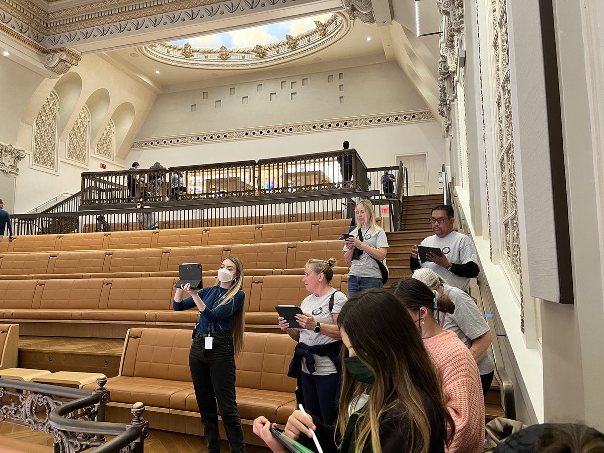 8_bit_teacher's tweet photo. BPSD Field Trip!
  The BPSD Innovation Cohort did the Tower Theatre Apple Store! They gave us a tour and info about the six year renovation. Then they taught us a lesson on how to use the Apple Clips app in the classroom with students. Amazing time!  #BPSDInnovators https://t.co/XEBBwLyG2d