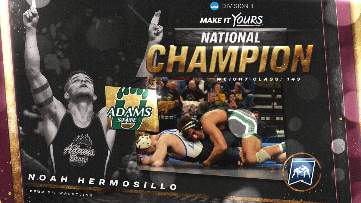 THE SECOND NATIONAL CHAMPION FOR ADAMS STATE TONIGHT! Noah Hermosillo takes the title at 149 lbs. #D2Wrestle