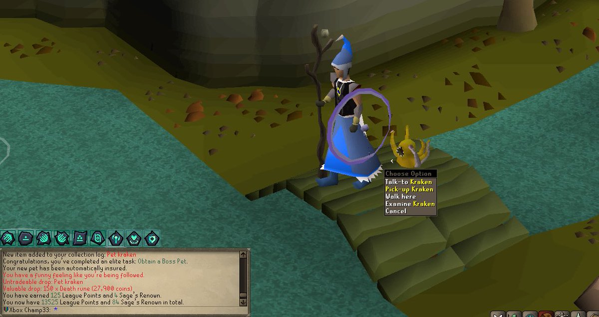 99SlayerTab's tweet photo. #OSRS Tonight I’ve been hunting for the Trident of the seas but got this cool guy instead!! Pet #Kraken
#Leagues3 #ShatteredRelics https://t.co/2au3V8oziN