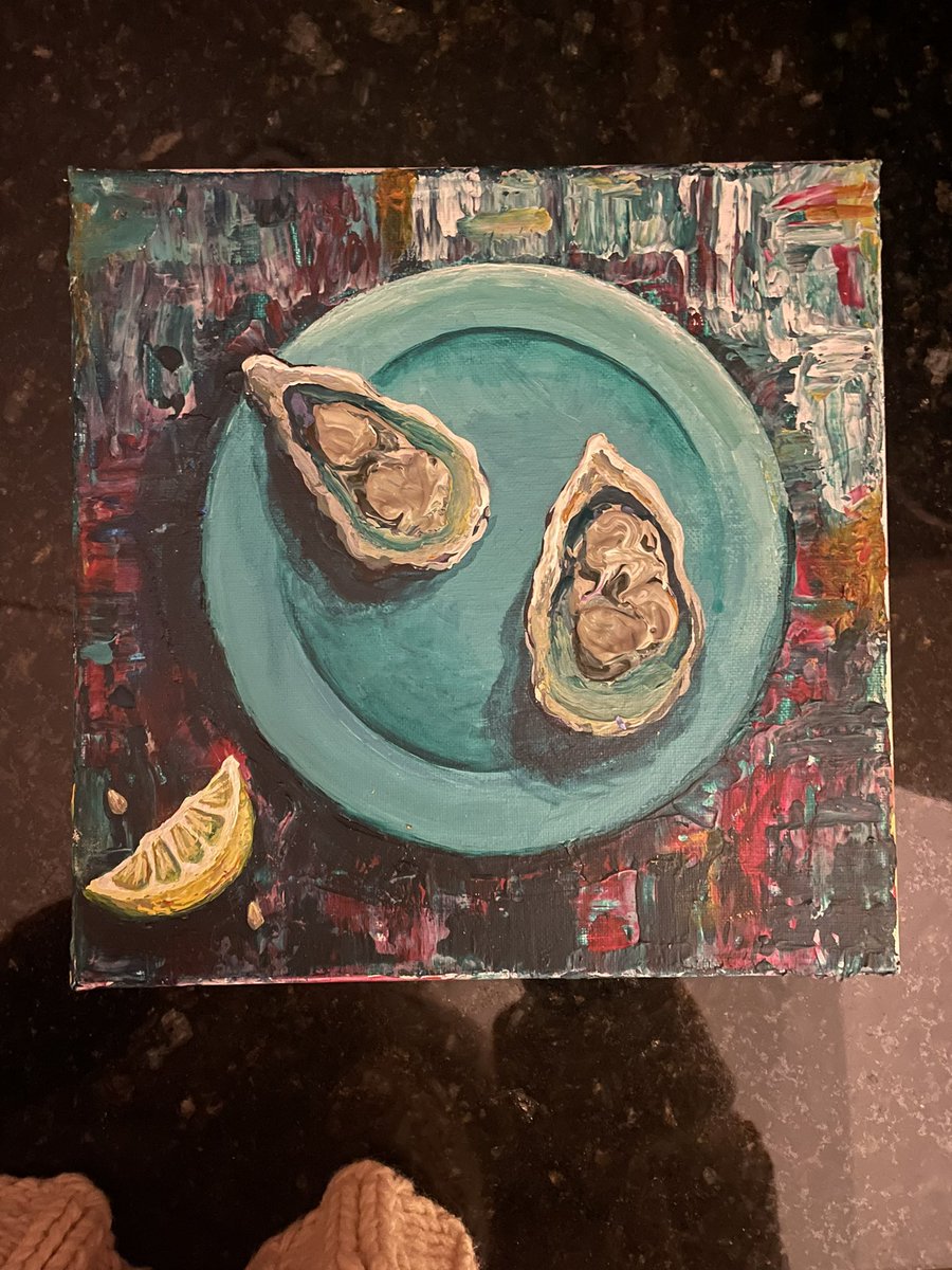 jamisonnicole97's tweet photo. hello!! bringing this thread back to life bc i started painting again instead of solely graphic design. here’s the progression of my latest piece. not 100% done, might tweak the background of add another lemon?? https://t.co/tfrH91ZKde