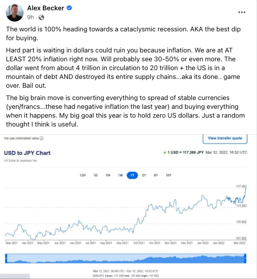 meeterick's tweet photo. @ZssBecker 

I liked your recent post about holding 100% stable foreign currencies due to fast-rising inflation🏷️📈. I'm wondering what's the most frictionless way to do this?

Have you considered holding "JPT" via TerraStation, but then the dependency is on LUNA / TerraStation. https://t.co/EuQxaVQwyR