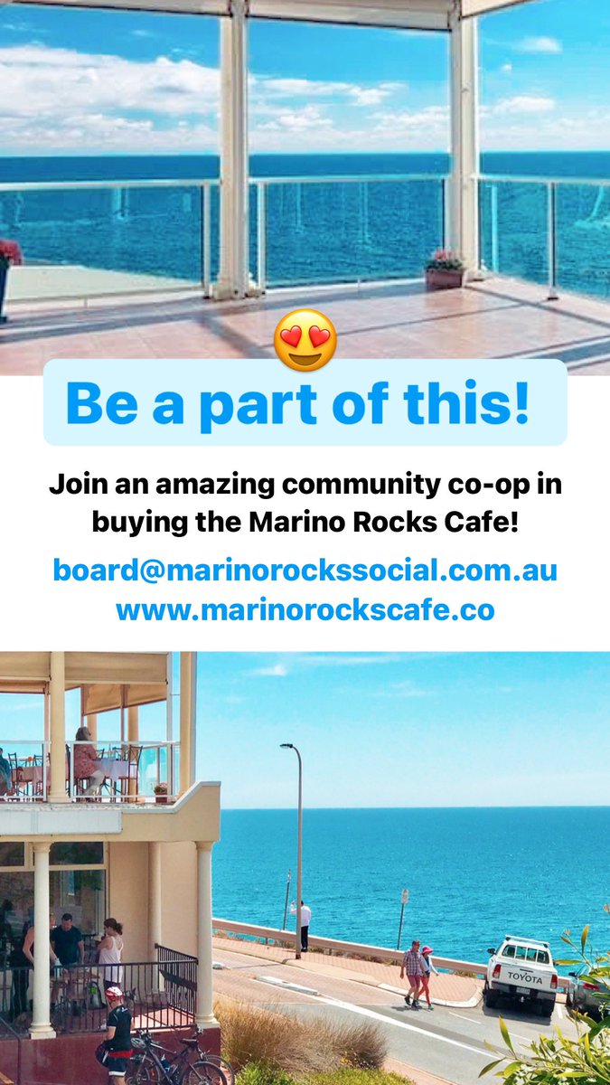 andywelshco's tweet photo. 🤯 Part own a cafe! 

💰The Marino Rocks Community Co-op have raised $430k in membership funds to purchase the Marino Rocks Cafe business and supply a building deposit. 

Be a part of it: https://t.co/uOtr9qD7Hp

➡️ Please retweet ⬅️

#Adelaide #SouthAustralia #Cafe https://t.co/7HrNNu4F88