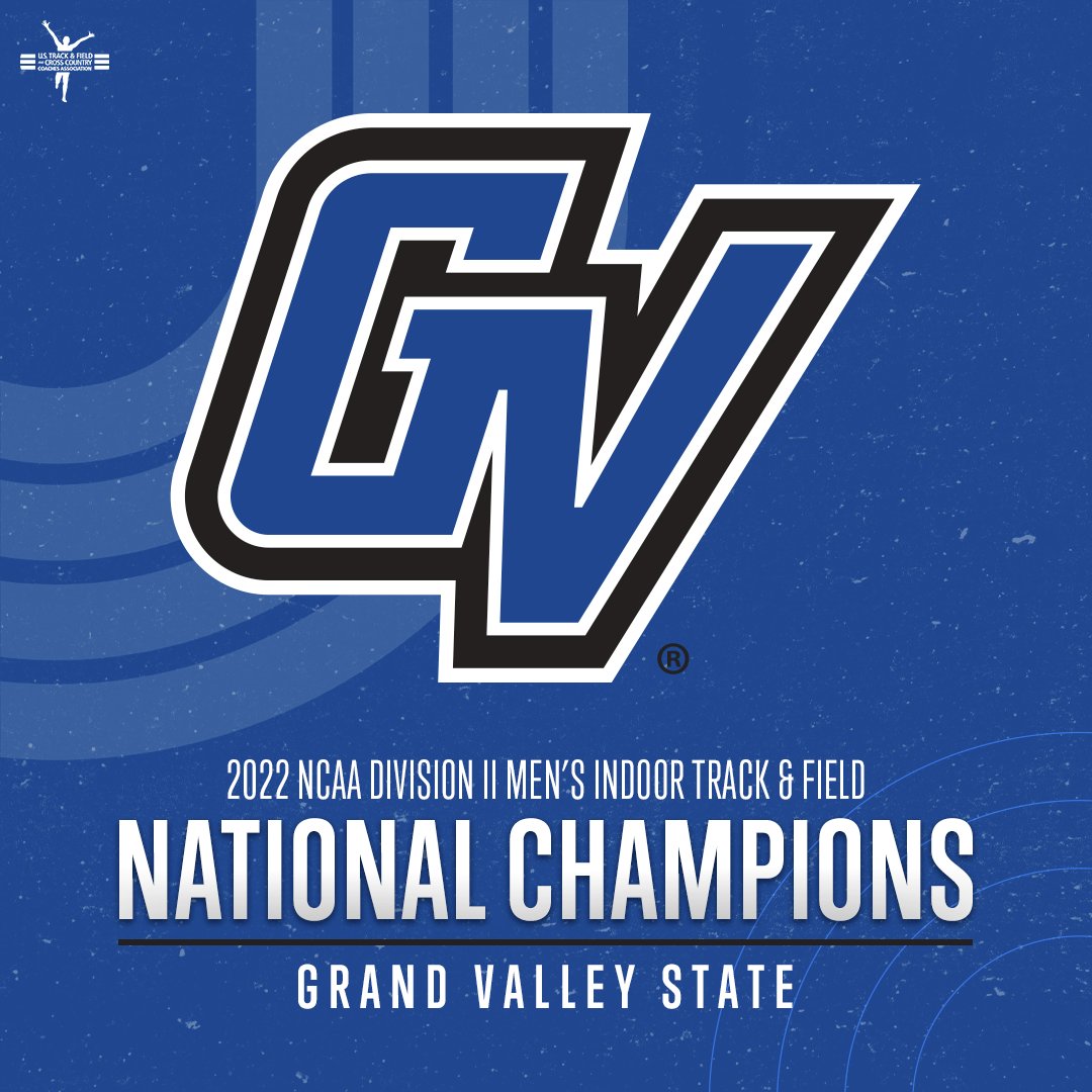 USTFCCCA's tweet photo. 🏆 NATIONAL CHAMPIONS 🏆

Congratulations to @GVSUXCTF (@gvsulakers) for winning the men's team title at the 2022 @NCAADII Indoor Track &amp; Field Championships! This is the first indoor national title in program history! #AnchorUp https://t.co/31u5ugze4f