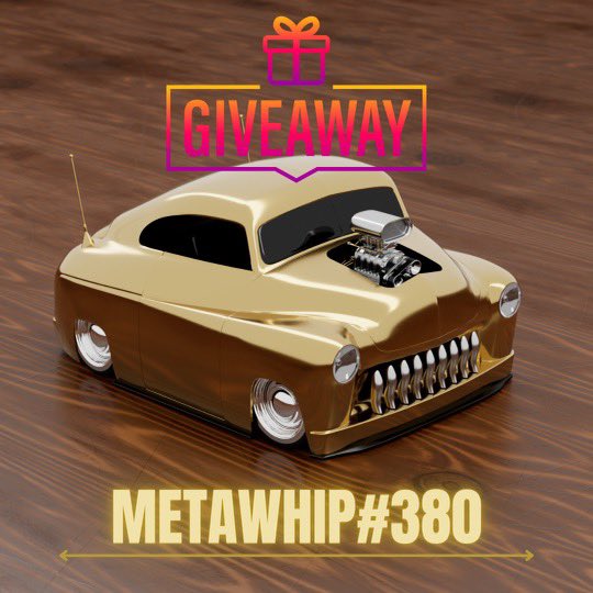 🎉MetaWhip Giveaway🎉

It’s time for MetaWhip #380 to find a new home! Follow the rules below for your chance to win 🏎

Rules:
-Follow <a href="/WCCMetaWhips/">MetaWhips</a> 🐦
-Like + Retweet ❤️
-Tag 2 frens 😃

24 HRS to enter ⏲
#NFTs #NFTGiveaway #NFTCommunity #SkrrrtSquad