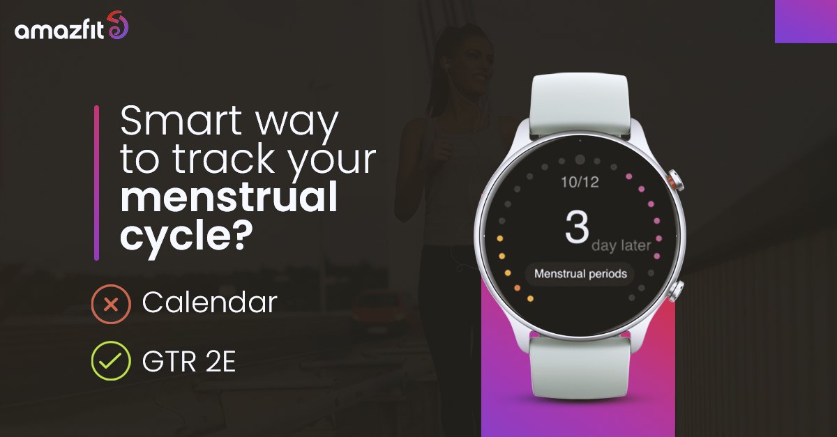 AmazfitIN's tweet photo. Be alert on those red days and smartly evade any mishaps on your adventurous days!
Plan your trips ahead by tracking your menstrual cycle on GTR 2e.
#Amazfitindia #AmazfItGTR2e
#Smartwatch #Fitness #Health #Periods #FemaleCycleTracker #UpYourGame #InvestInU #MenstruationTracker https://t.co/DSXOth2fk1
