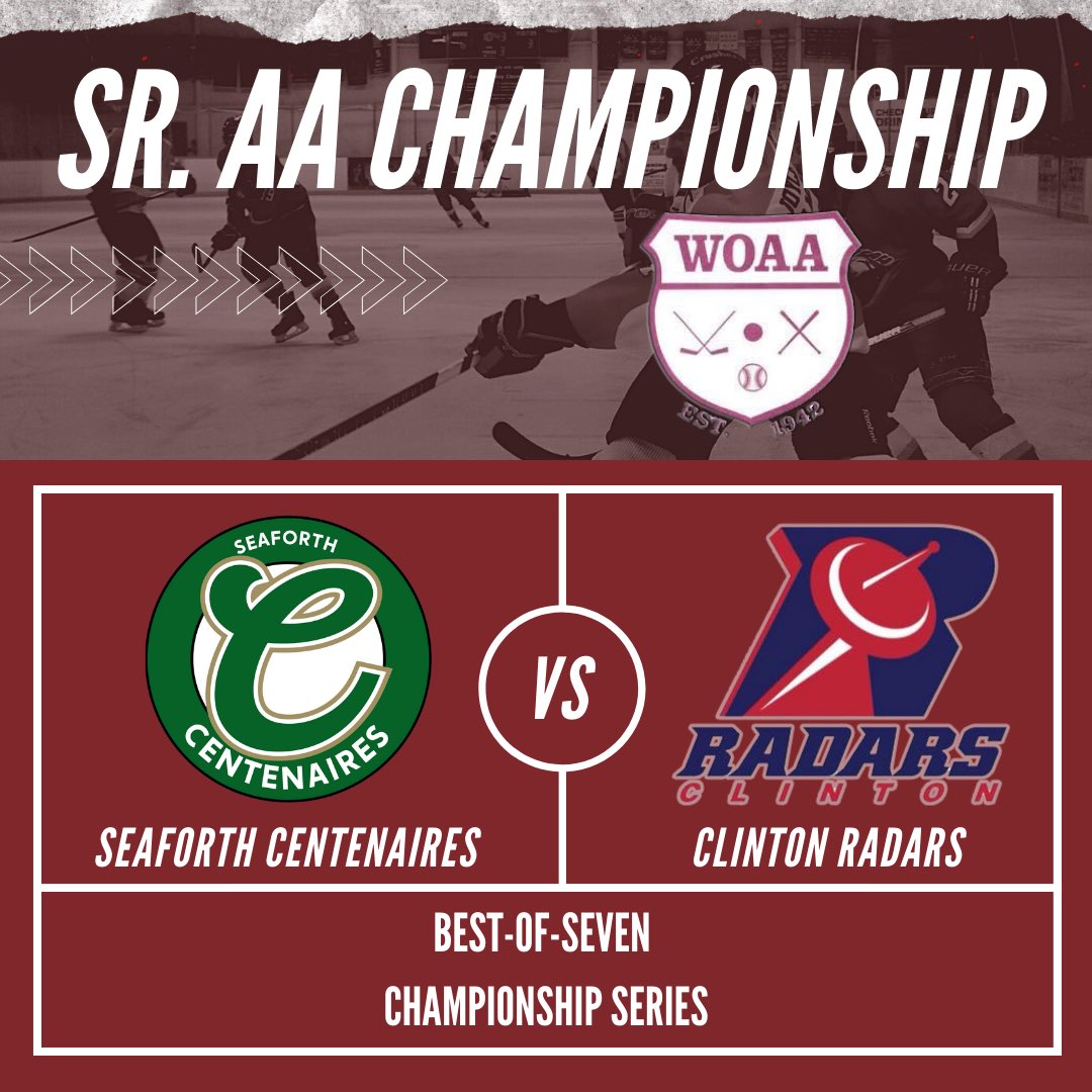The Sr. AA Championship series is set - and it’s the Battle of Huron County. 

Will @RadarsHockey win a fifth-straight championship, or does it go to Seaforth <a href="/centshockey/">Centenaires</a> for the first time?
