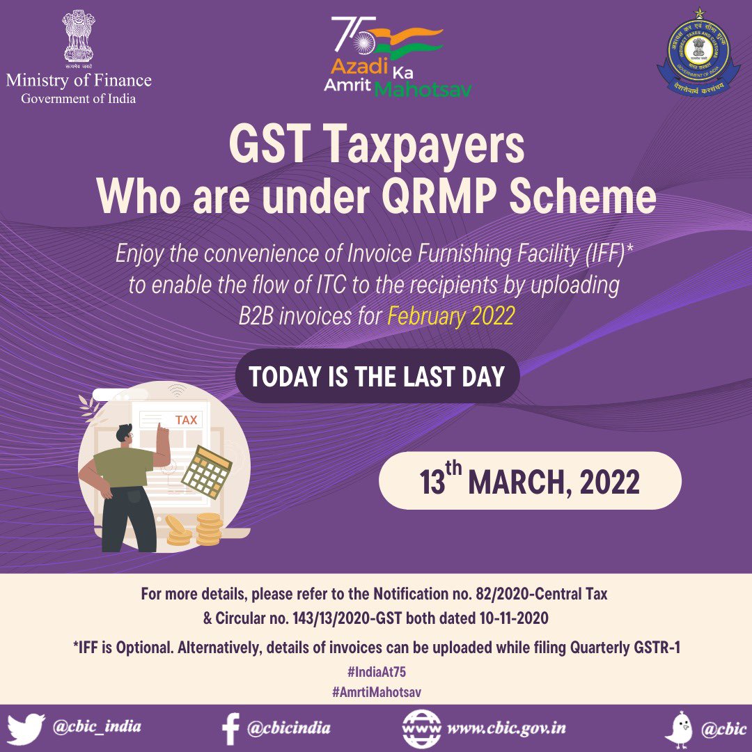 CBIC on Twitter "Attention GST Taxpayers who are under QRMP Scheme