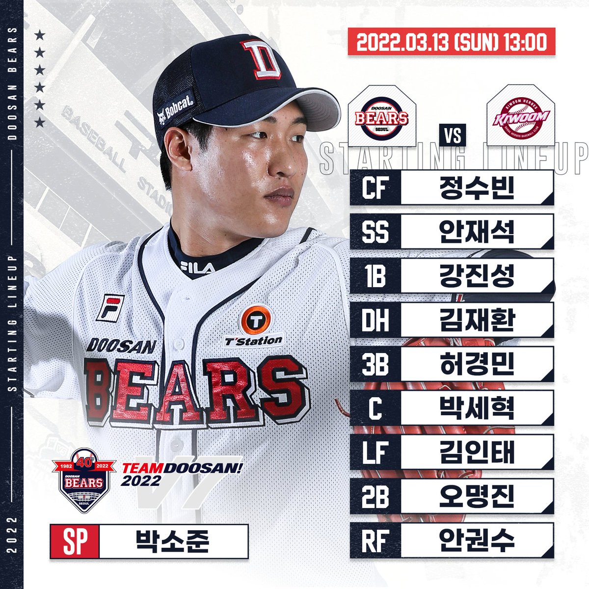 doosanbears1982's tweet photo. [라인업]
3월 13일 고척 키움전

#doosanbears #두산베어스 #잠실야구장 #베어스타그램 #최강두산 https://t.co/kTsEBhEX6u