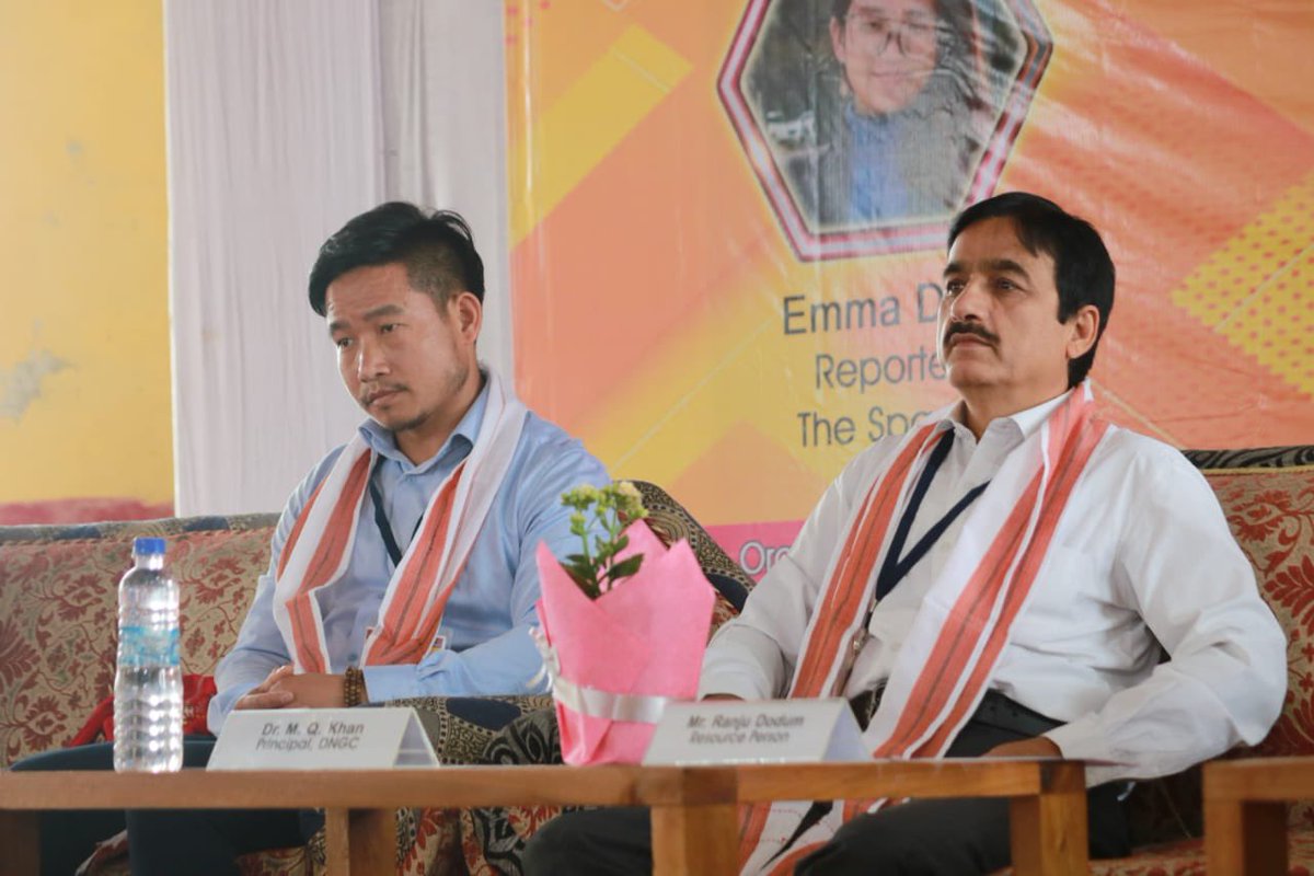 sangnoamar's tweet photo. It was privilege and  honour to share stage with my Guruji Dr MQ Khan Principal DNGC Itanagar, Dr. Nending Omo HOD English Department and  my esteem colleagues @RanjuDodum @PhilYania and Emma Don in one day workshop on mass media/ journalism at DNGC Itanagar. https://t.co/Jf8poK3L3F