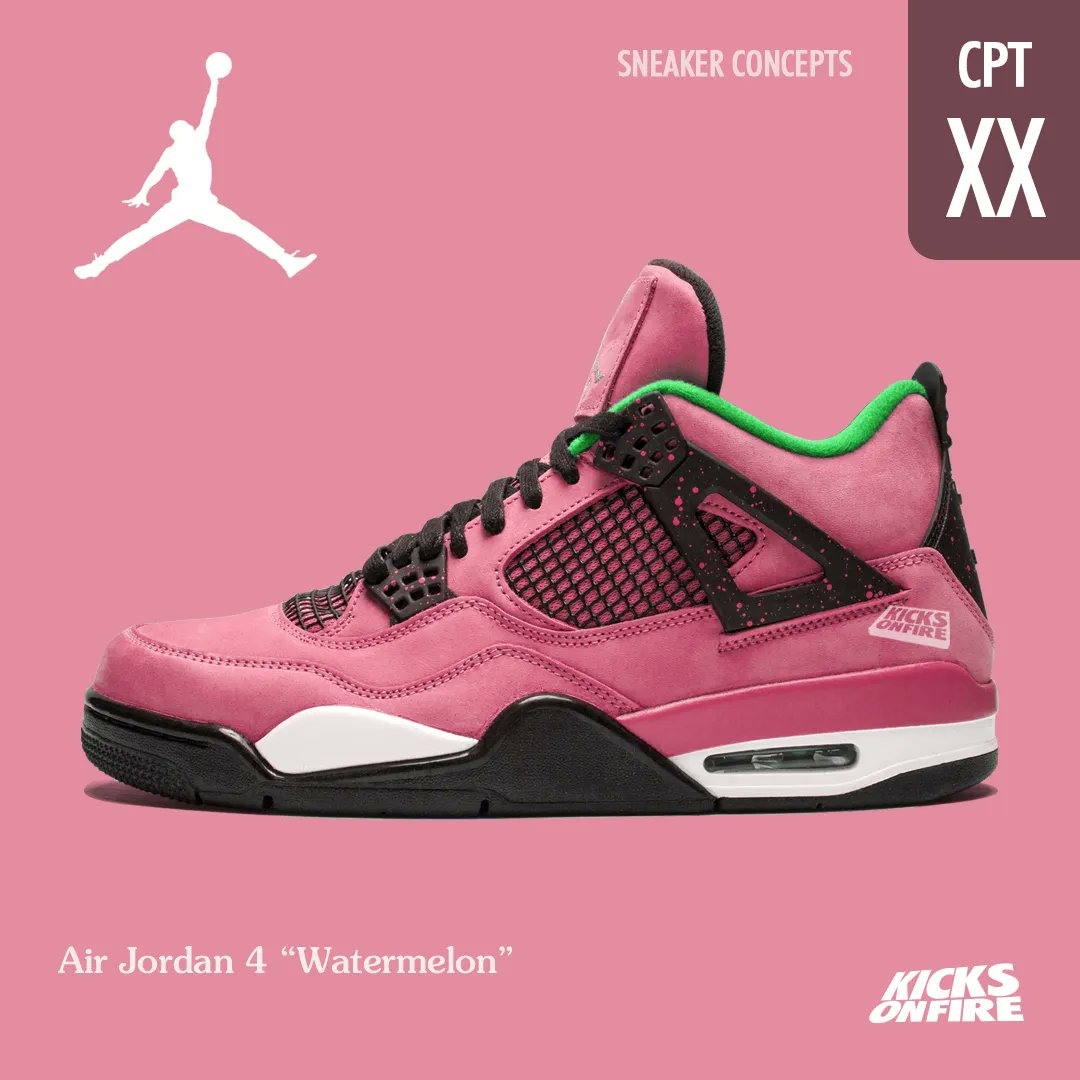 kicksonfire's tweet photo. SNEAKER CONCEPTS: Air Jrodan 4 "Wathermelon" 🍉 https://t.co/rx5agtfsdf