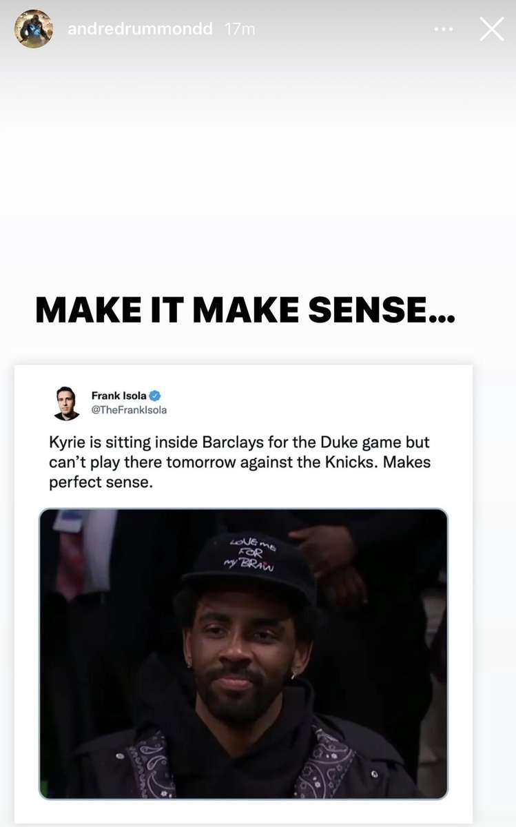 BrooklynNetcast's tweet photo. Andre Drummond standing up for Kyrie 🙌 https://t.co/CEZH4H1BZz