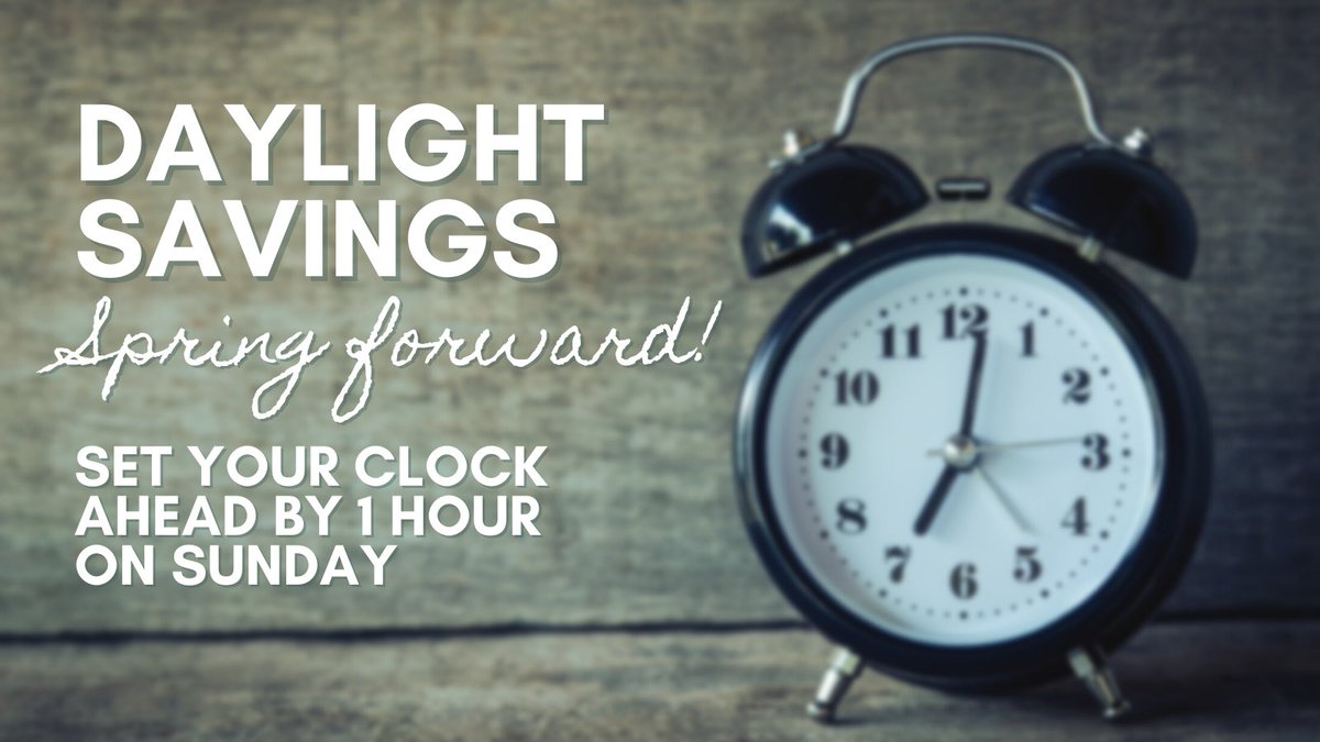 ExecEscrow's tweet photo. Sunday we set our clocks ahead one hour! Don’t forget! 👍

#daylightsavings #timechange #springforward #clock #executiveescrowservices https://t.co/76h9y6N9Nj