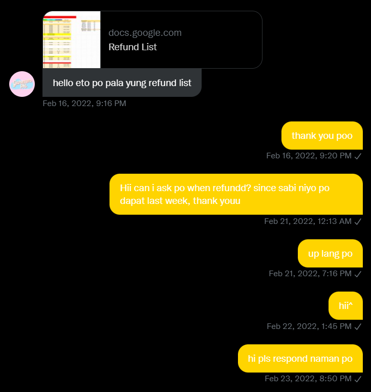 rugaruega's tweet photo. since ayaw ni @GureumPH ma-resolve privately, at pili lang nire-replyan niya, labas ko na rin ito 🙃🙃 

i opted for refund since di na ako nag-collect album pcs niyan and pumayag naman sila na i-refund or else chineckout ko na yan++ https://t.co/JS3H5Malp7