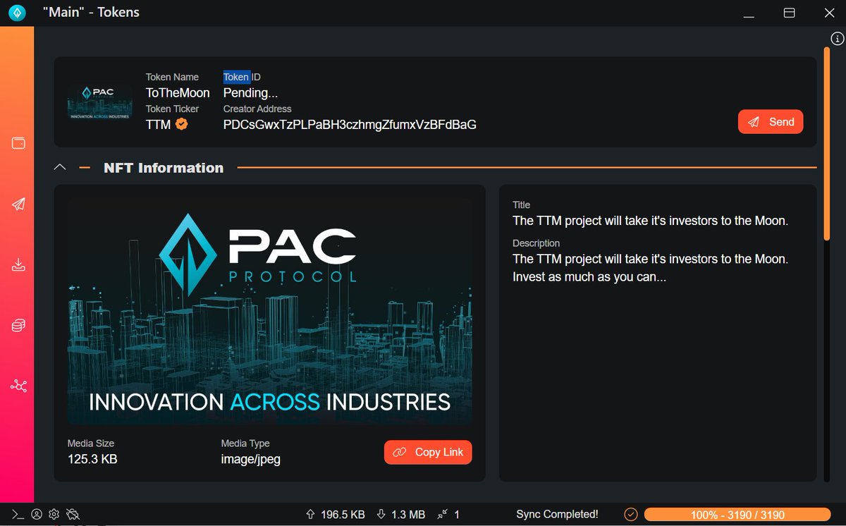 <a href="/PACcoinOfficial/">PACcoin</a> #TestNet is LIVE 🔥🔥🔥

I have #minted my first ever #NFT using #yanSAFE on $PAC #blockchain.

Amazing times ahead for the project 🚀🚀🚀

Don't sleep on it, #DYOR and get yourself some #PAC #masternodes.

#SmartContracts #NFTCommunity #WolfPack #crypto @fintech