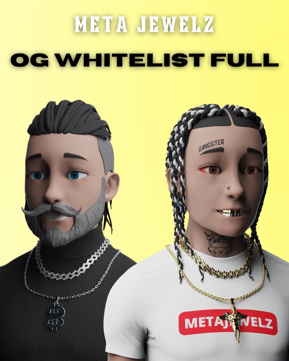 Our OG Whitelist is now 100/100 FULL

The hype is real join our discord to find out more!
discord.com/invite/KS2jGN6…

#NFTGiveaway #NFT #NFTs #NFTCommunity #NFTsCommunity #NFTartist #NFTReveal #Whitelist #ETH #nftcollector