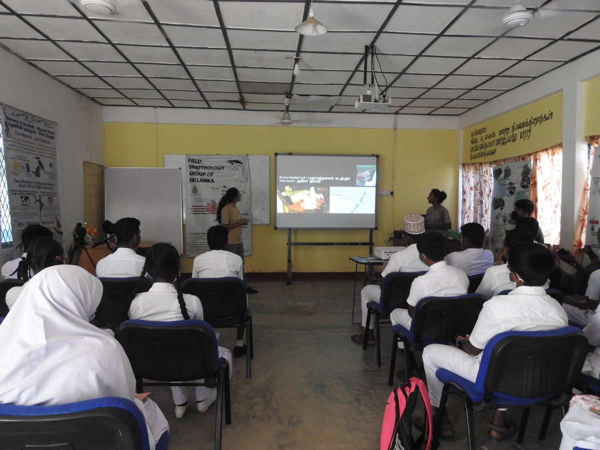 gayomini's tweet photo. ‘Guardians of Birds – Mannar’ is a series of school programs that we, Field Ornithology Group of Sri Lanka conduct in colloboration with Oriental Bird Club &amp; Palmyrah House, Mannar, to raise the awareness of children on Mannar's importance for migratory birds. https://t.co/tpajCaGz8J