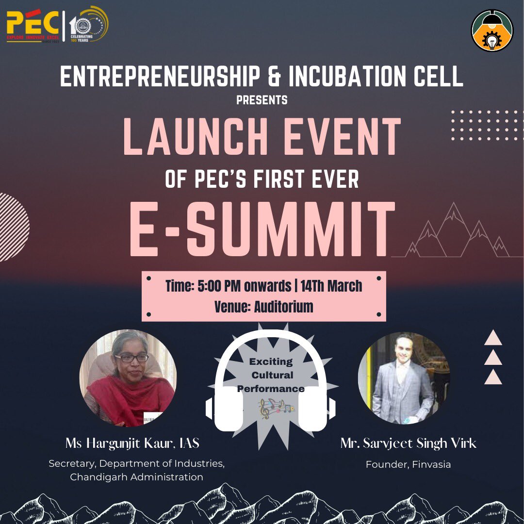 eic_pec's tweet photo. The wait is finally over!

The dream has become a reality.
EIC is back and so with a bang👊

Presenting you the Launch Event of the first ever E-SUMMIT of PEC.🥳🥳

Venue: Auditorium
Time: 5:00 PM | 14th March 2022

#entreprneur #summit #startup #funding #investor #april https://t.co/S8xHuK3SwM