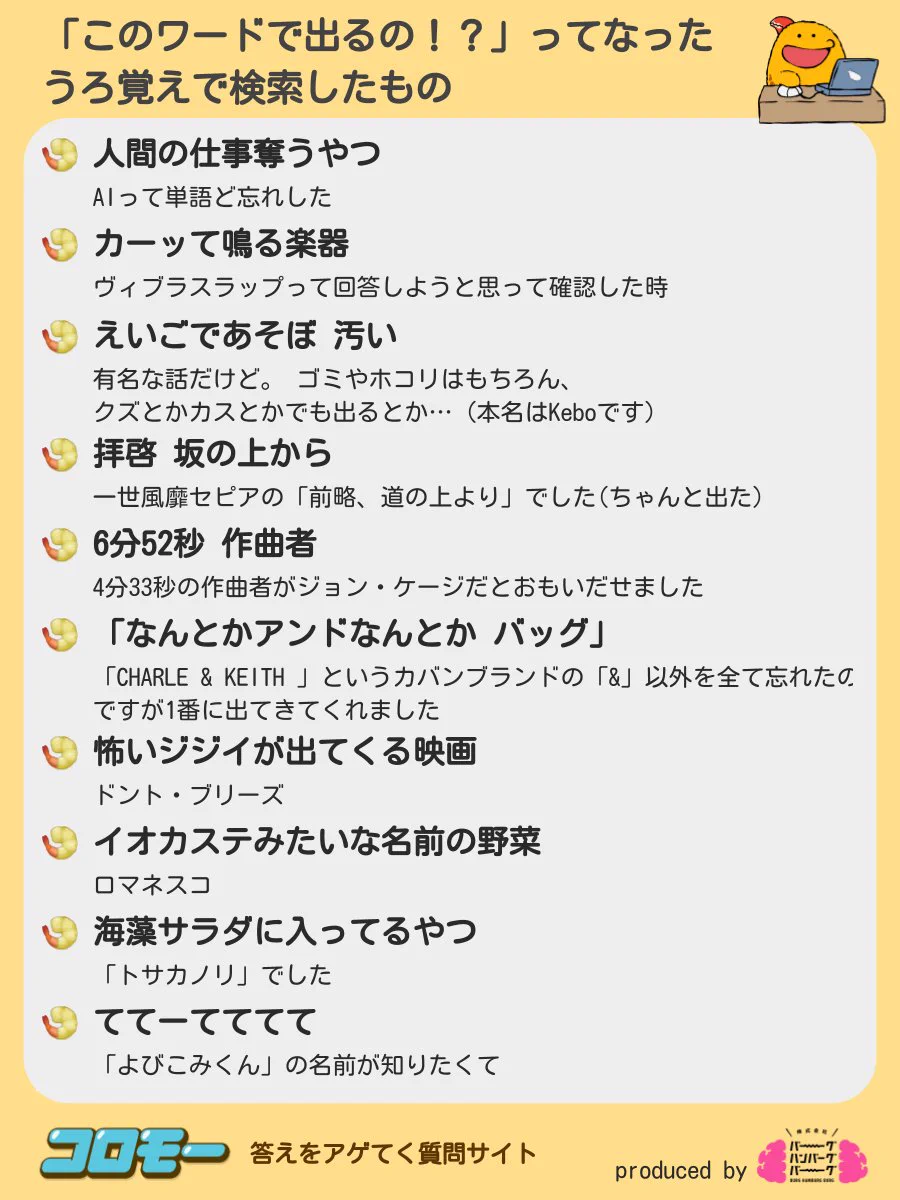 思い出せずにうろ覚えで検索！これでもヒットした検索ワードのまとめ！