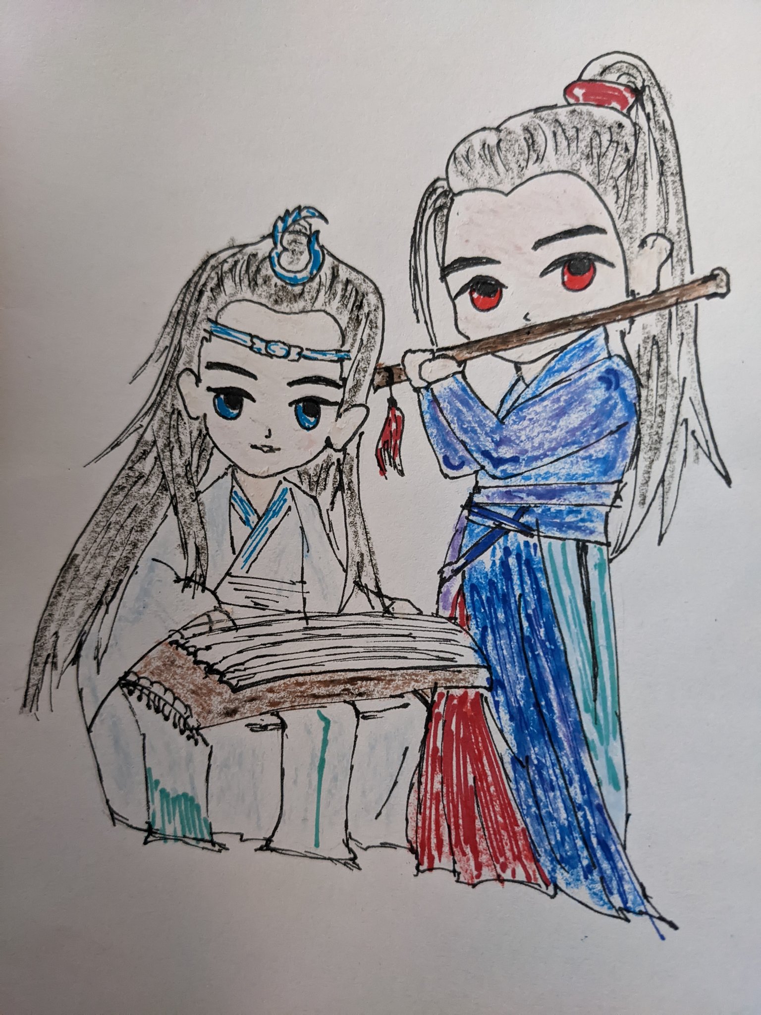 Eyyy WangXian time~~~ ❤️❤️❤️ Trying to draw semi chibi again