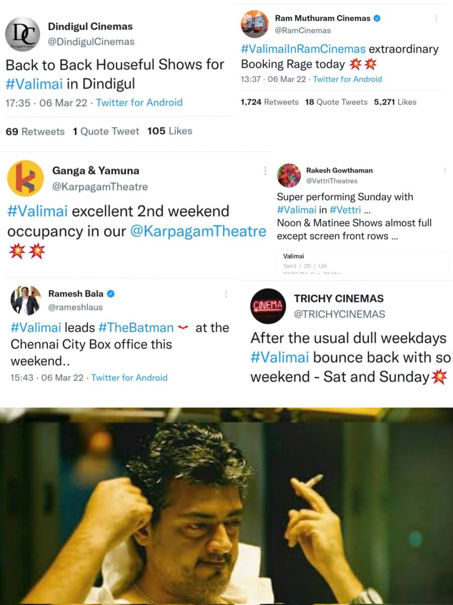 thala_speaks's tweet photo. #Valimai Official Verdicts..!
Producer - It's a Blockbuster 🔥
Distributor - It's a Mega Blockbuster 😎
TN Theatre Association President - Big Commercial Hit 👍
Theatre owners : #ValimaiBoxoffice
#Ajithkumar #ValimaiBlockbuster https://t.co/47UurK8wTw