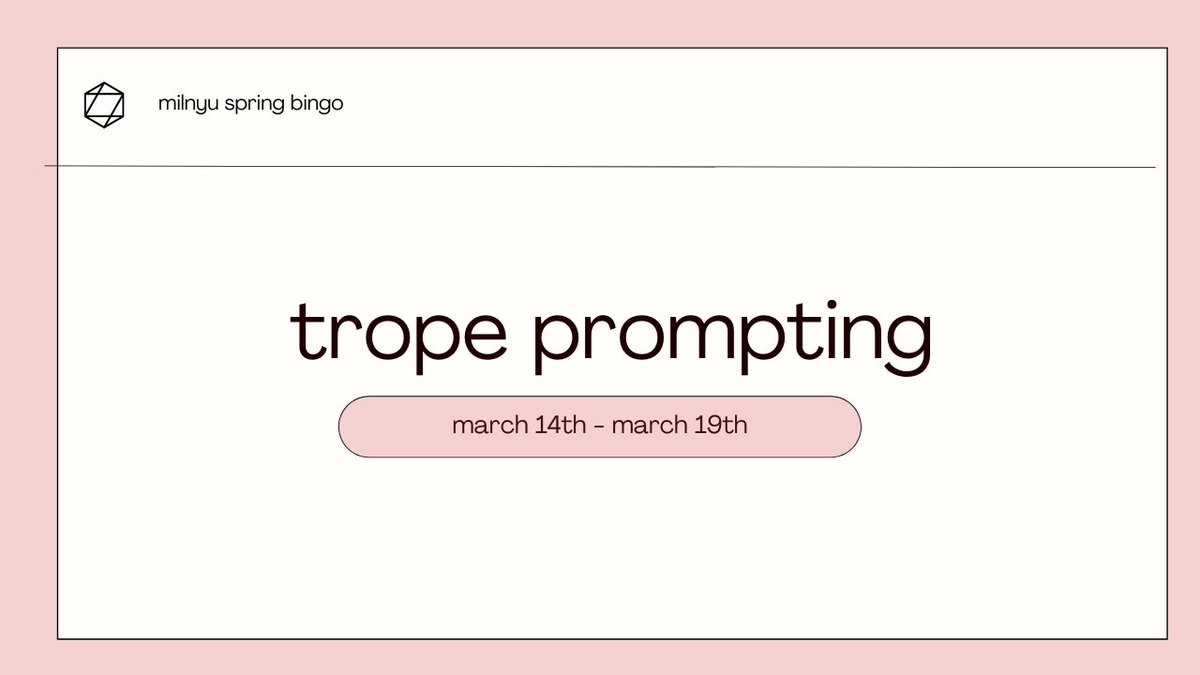 🌸 trope prompting
starting march 14th, feel free to suggest tropes, songs, and/or themes that remind you of spring!

🖇docs.google.com/forms/d/e/1FAI…