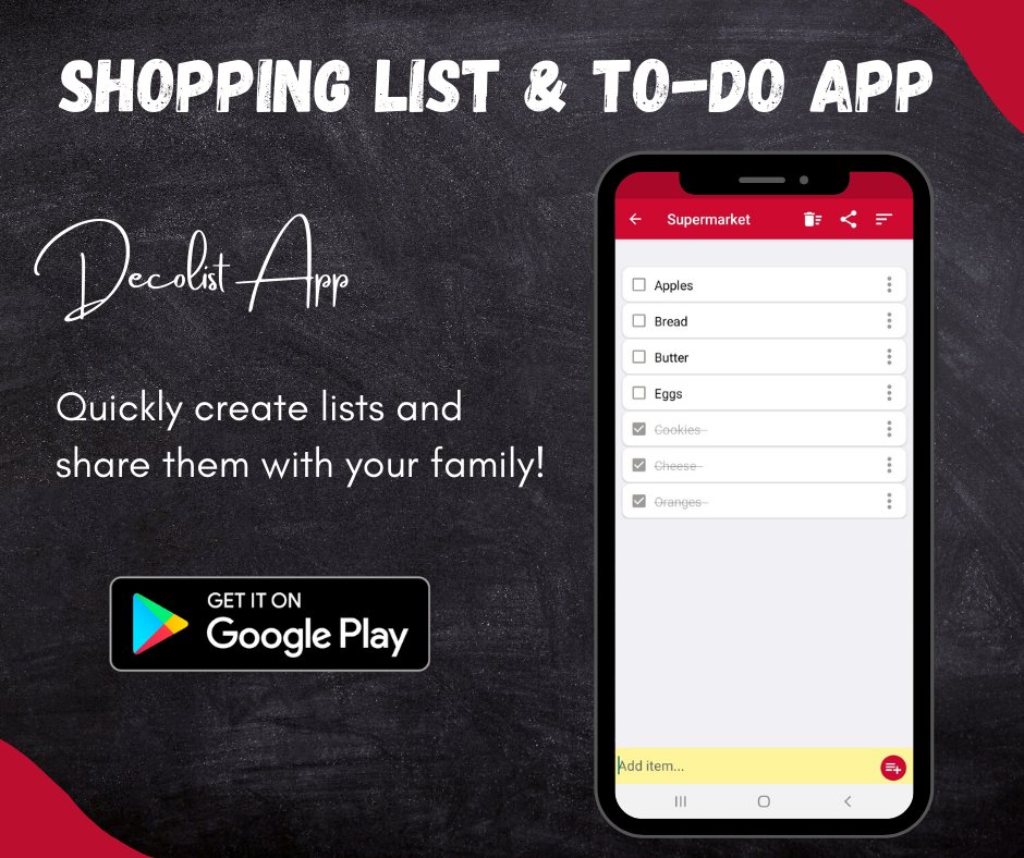 decosoft_apps's tweet image. Decolist is a free Shopping List & To-Do app that helps you keep track of your tasks.
You can share lists with your family and see real time changes on multiple devices!
Download the app:
play.google.com/store/apps/det…
#AndroidDev #Android #UPDATE #Apps #GooglePlay #shopping #todo