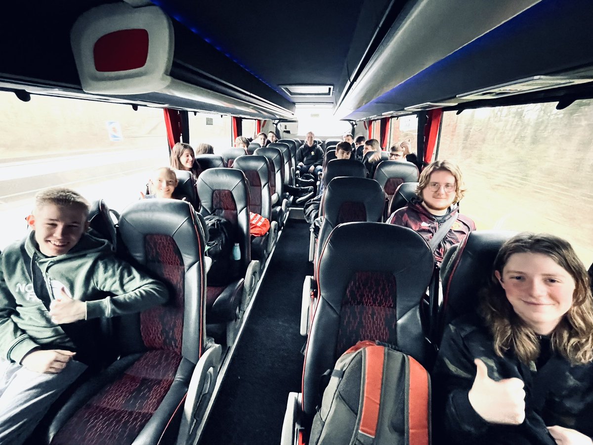 Jamie__Sharp's tweet photo. Our 6:20am meet by the coach was a success! We’re all on board making our way down to the big smoke 💨 @lovemusictrust @KingsBigBand1 we’re coming for you! 🎷 🎺 🎶 https://t.co/QVGsbs5KRt