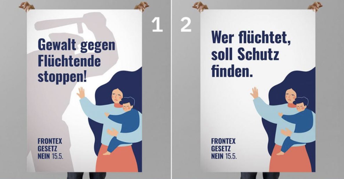 Frontex-Gesetz: Welches Abstimmungs-Plakat bringt’s auf den Punkt? Mit dem Ukraine-Krieg macht‘s Sinn, die Message zu überprüfen. Darum lassen wir heute die 20k-Community <a href="/wecollectCH/">WeCollect</a> entscheiden, welche auch die Unterschriften fürs Referendum gesammelt haben.