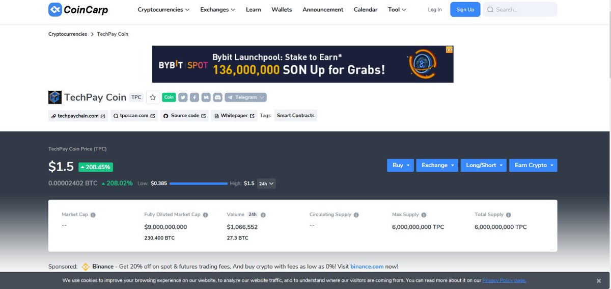 TechPay_Chain's tweet photo. And we've crossed the $1.5 mark 🥳

TPC is now pricing at $1.5, available only at LBank..

Get your hands on TPC now !!

#blockchain #blockchaintech #blockchainews https://t.co/xsrUUOZUX8