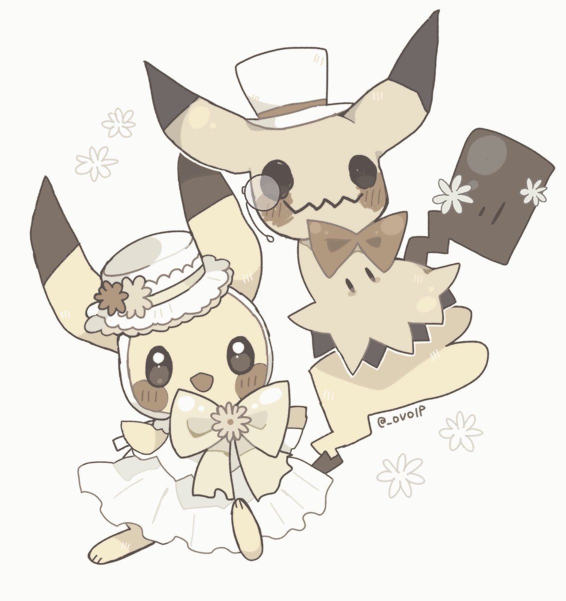 mimikyu pokemon (creature) no humans hat clothed pokemon smile white headwear :d  illustration images