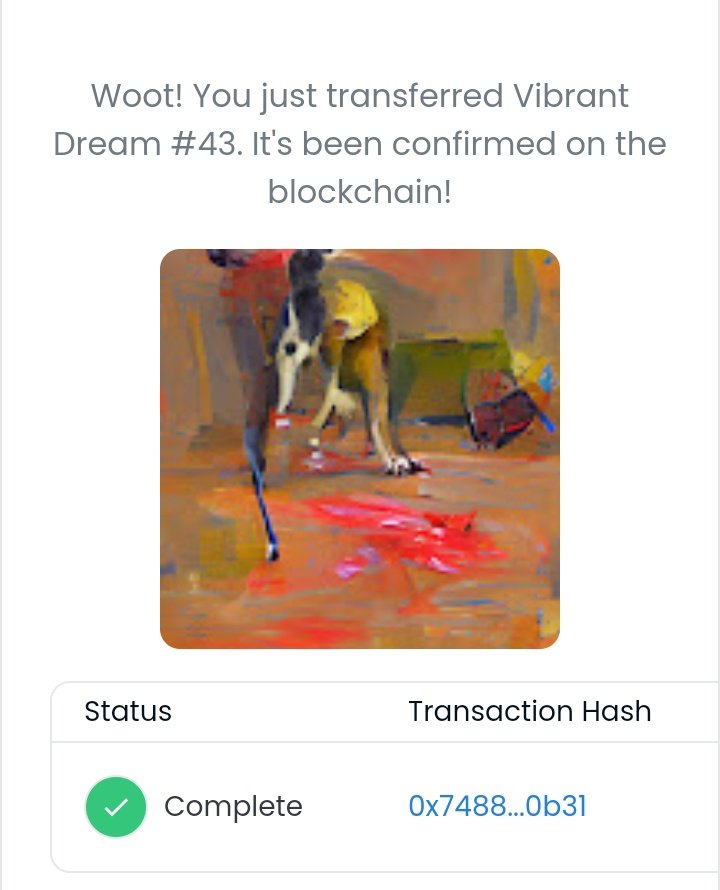 #nft #NFTCommunity #NFTartist #nfts #NFTCollection #nftcollectors #charity

The piece #43 has a new owner

<a href="/Josue27785374/">Josue</a> thanks for the support