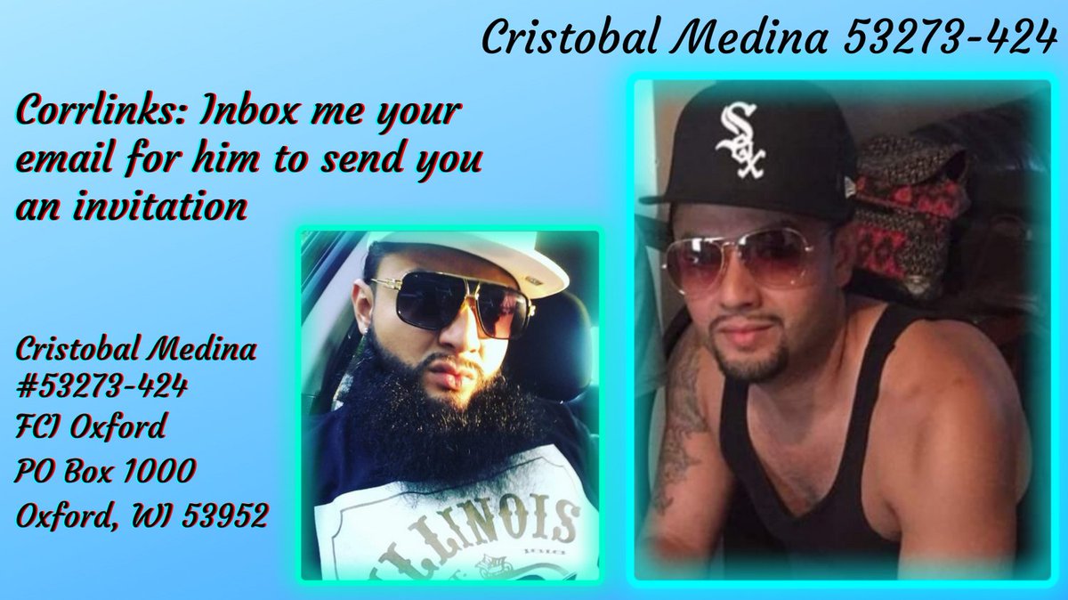 Cristobal is looking for a consistent female friend to communicate with. You can DM me your email put that its for Cristobal and I'll get it to him. Or mail him a letter only white envelope and include your email for him to send and invitation to email with him.