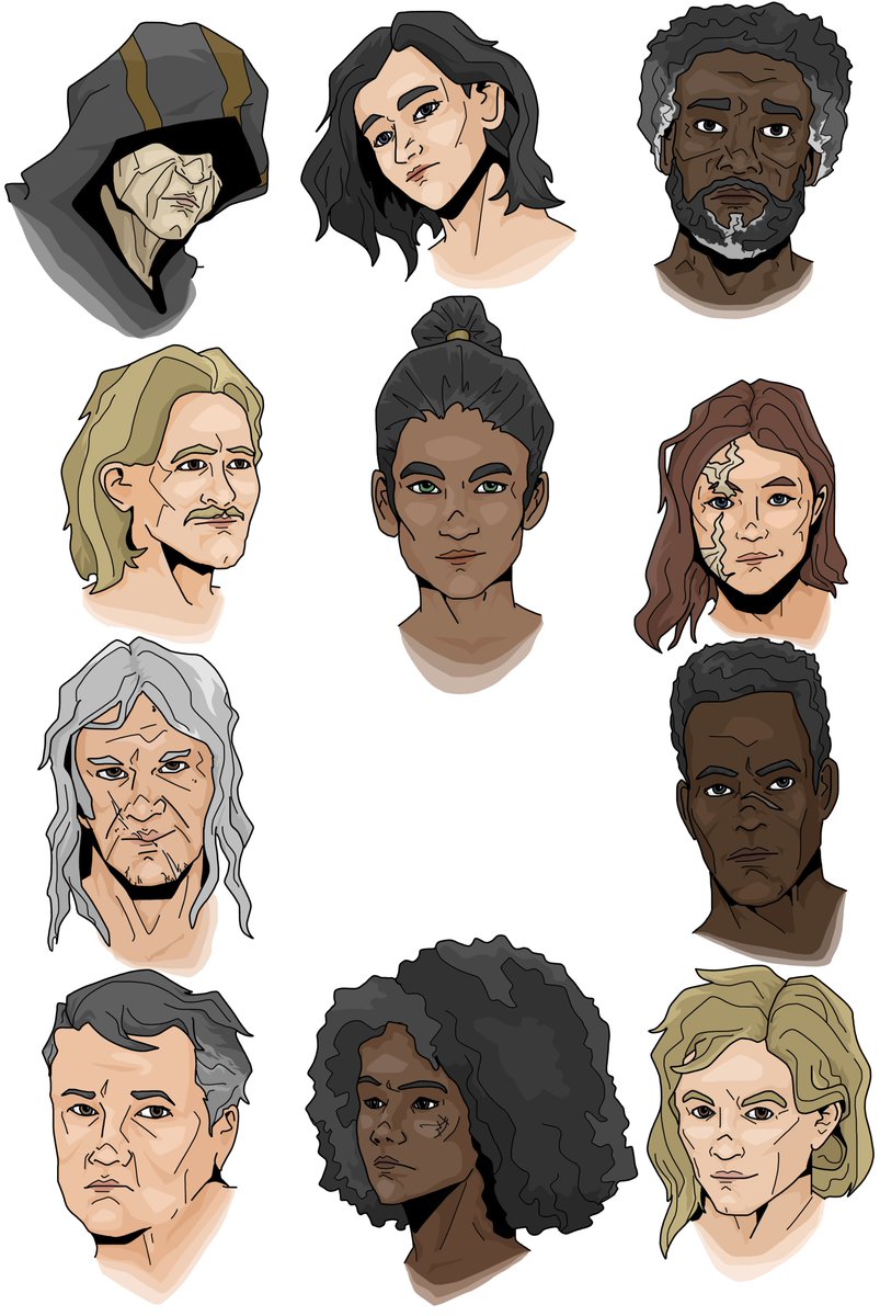 NAVART_'s tweet photo. Some face practice! May or may not be linked to a writing project I've mentioned on here before. #art #writing #worldbuilding https://t.co/9uj4cxEqKY