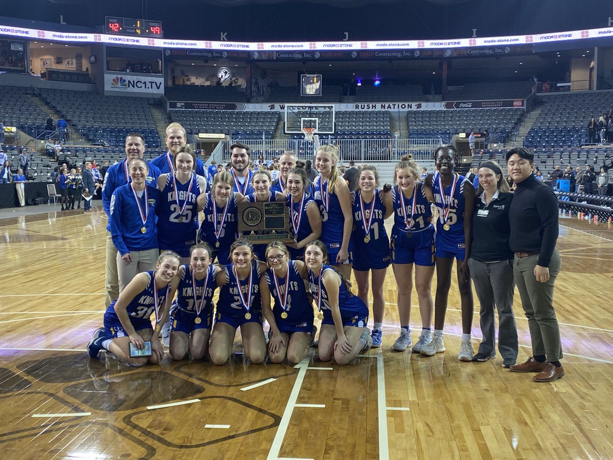 Reception for the State Champion Knights will be 6:00 Monday- Rec Center!⚔️💙🏀🏆