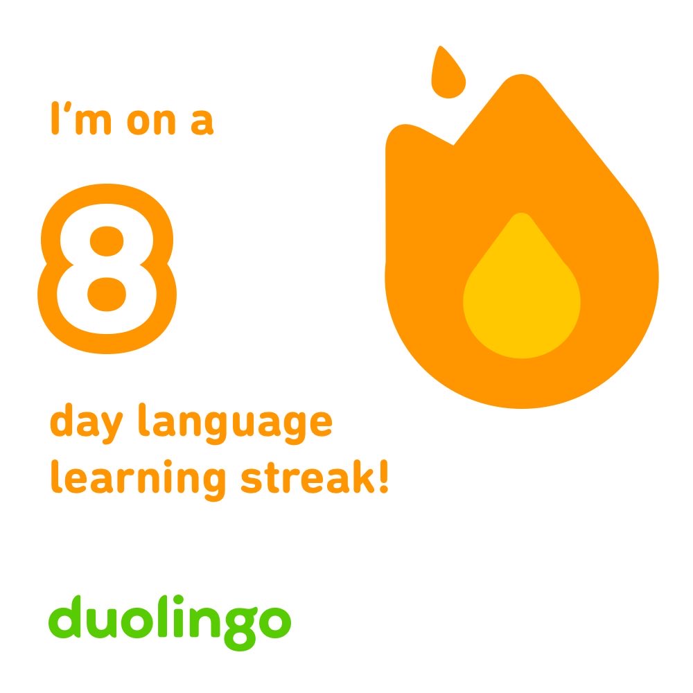 I’m on a 8 day streak learning French on Duolingo! Join me? invite.duolingo.com/BDHTZTB5CWWKSK…