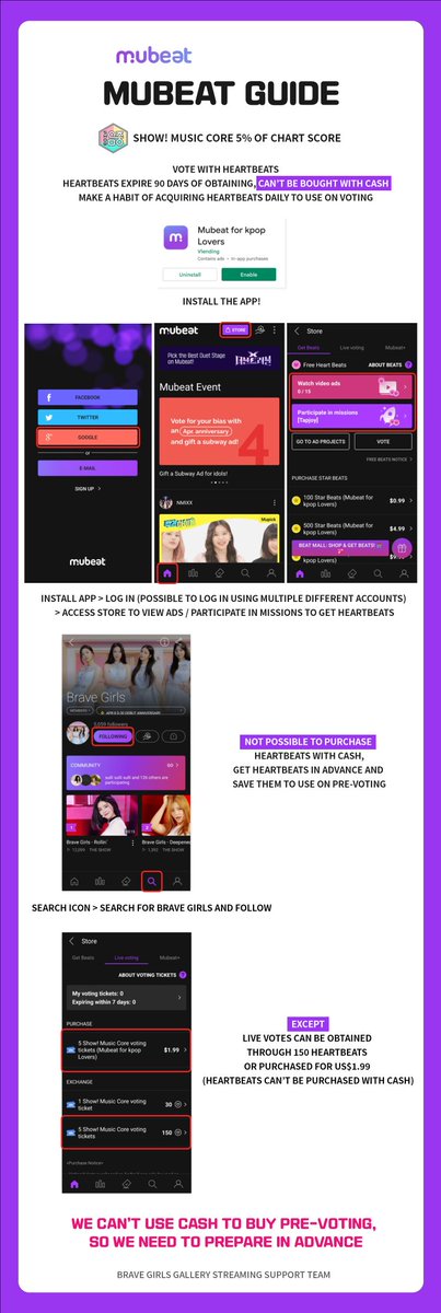 BRAVEGIRLS_STRM's tweet photo. 📣 MUBEAT GUIDE

For Fearless.

Made by
BRAVE GIRLS GALLERY
STREAMING SUPPORT TEAM 

#BraveGirls 
#fearless 
#ThankYou https://t.co/sNURxWOJOn