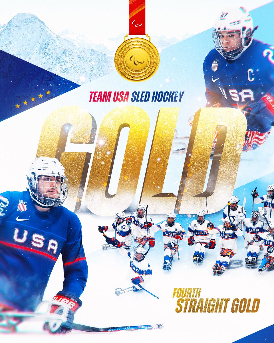 4-PEAT COMPLETE‼️ 🥇 

<a href="/TeamUSA/">Team USA</a> wins their FOURTH consecutive Paralympic gold medal in sled hockey.

<a href="/usahockey/">USA Hockey</a> | #WinterParalympics