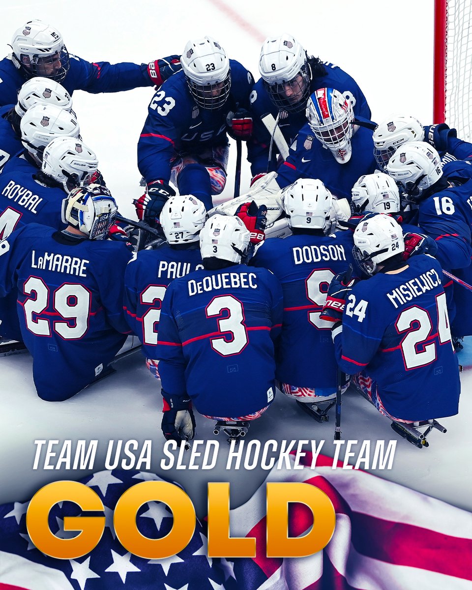 RETWEET to congratulate <a href="/TeamUSA/">Team USA</a> on their 4th straight Paralympic sled hockey gold medal! 🥇

<a href="/usahockey/">USA Hockey</a> | #WinterParalympics