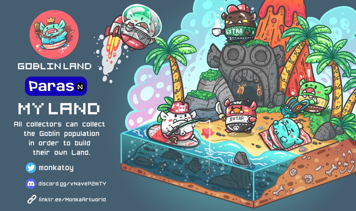 🌴 🌴🌴 Land 🌴🌴🌴
You can gather goblins to form your own land

👉 Discord : discord.gg/vNaveP2mTY
👉paras paras.id/monkatoy.near/…

#paras #nft #NFTs <a href="/ParasHQ/">Paras 🟩🟧</a>