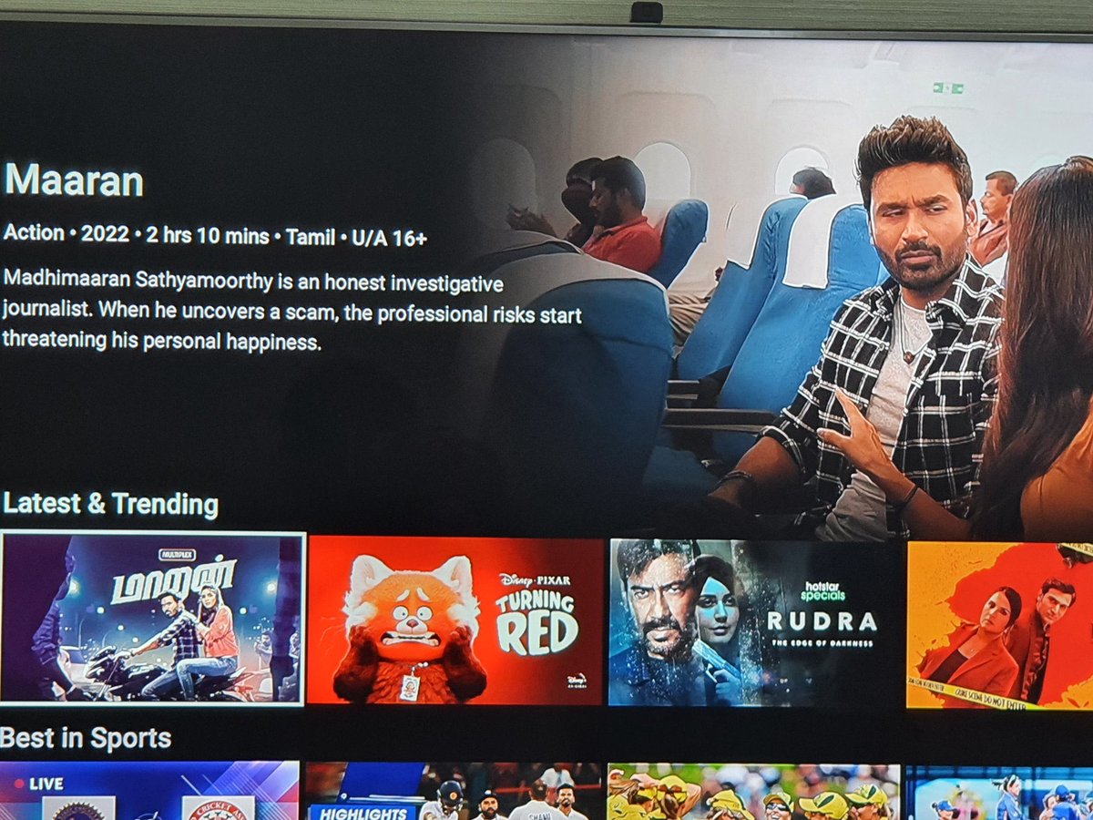 sridevisreedhar's tweet photo. #Maaran is at the top position in the trending list on @DisneyPlusHS
#MaaranStreamingNow #MaaranOnHotstar @dhanushkraja @MalavikaM_ @karthicknaren_M @SathyaJyothi @disneyplusHSTam. https://t.co/h5AiqWTp3Q